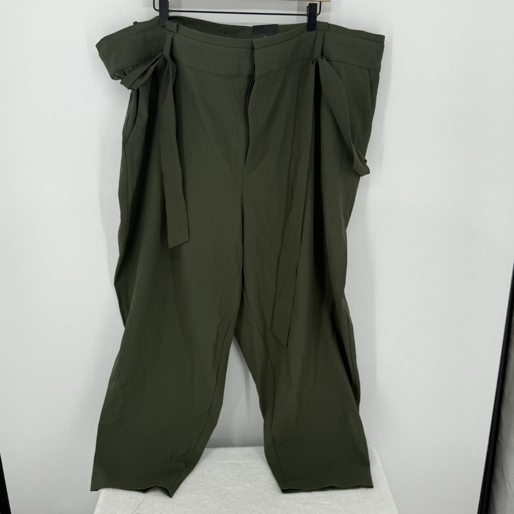 Torrid Olive Tie Front Paper bag Tapered Pants Size 26 NWT